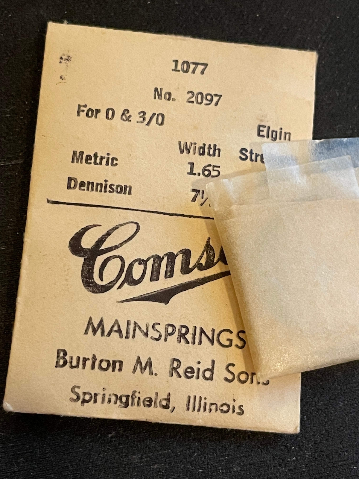 Comsco Mainspring #1077 for Elgin 0s & 3/0s Factory No. 2097 – Steel