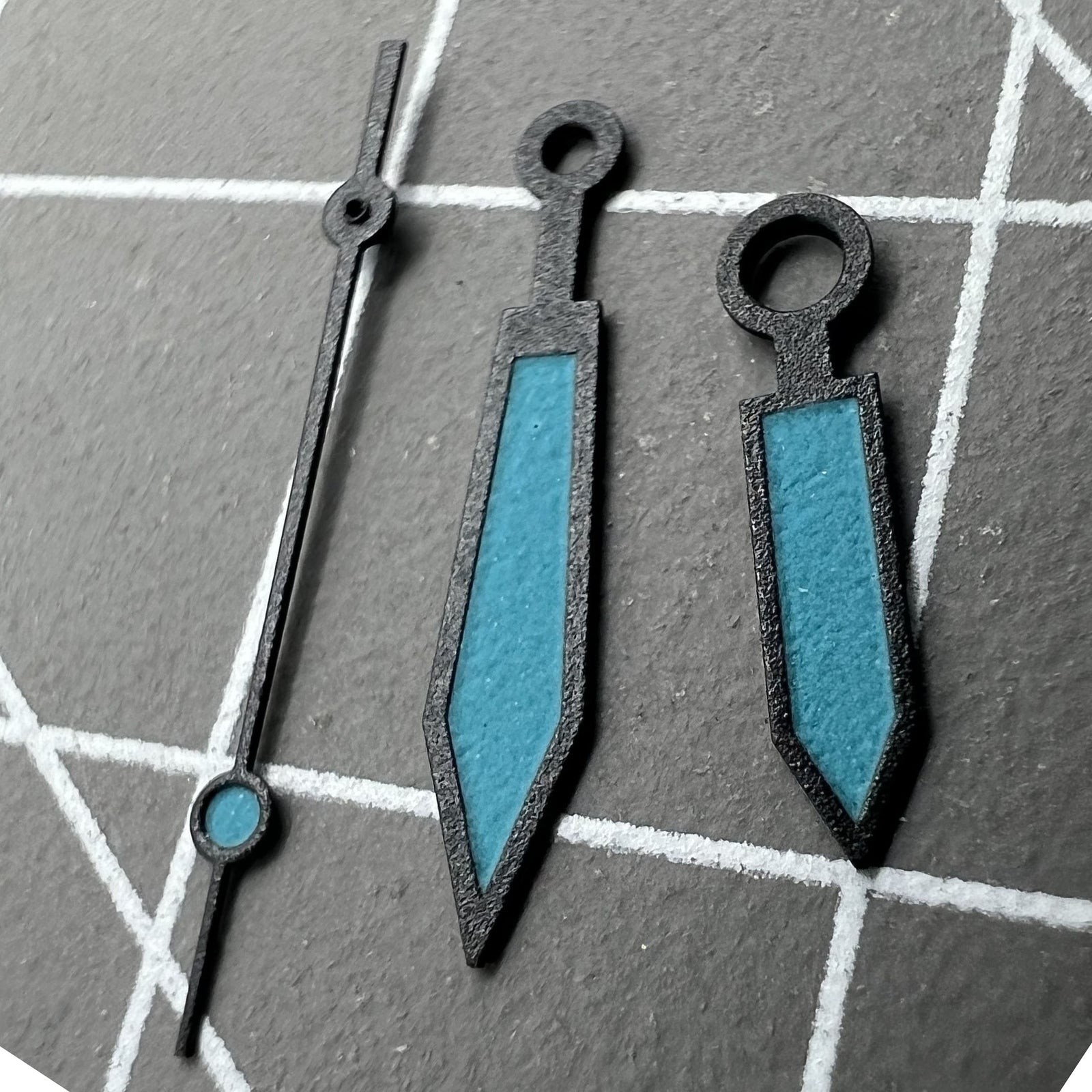Blue Luminous Blue Polished Black Trim Hands Set for ETA2836/2846/2824/2846