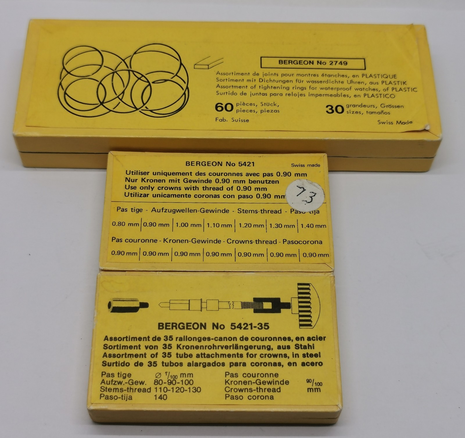 Vtg Bergeon No 5421 Tubes for Watch Crowns & 2749 Waterproof Tightening Rings