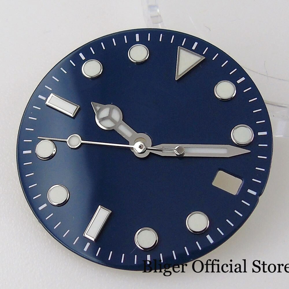 29MM Watch Dial fit NH35A Yellow Orange Navy Blue Date Window Luminous Index