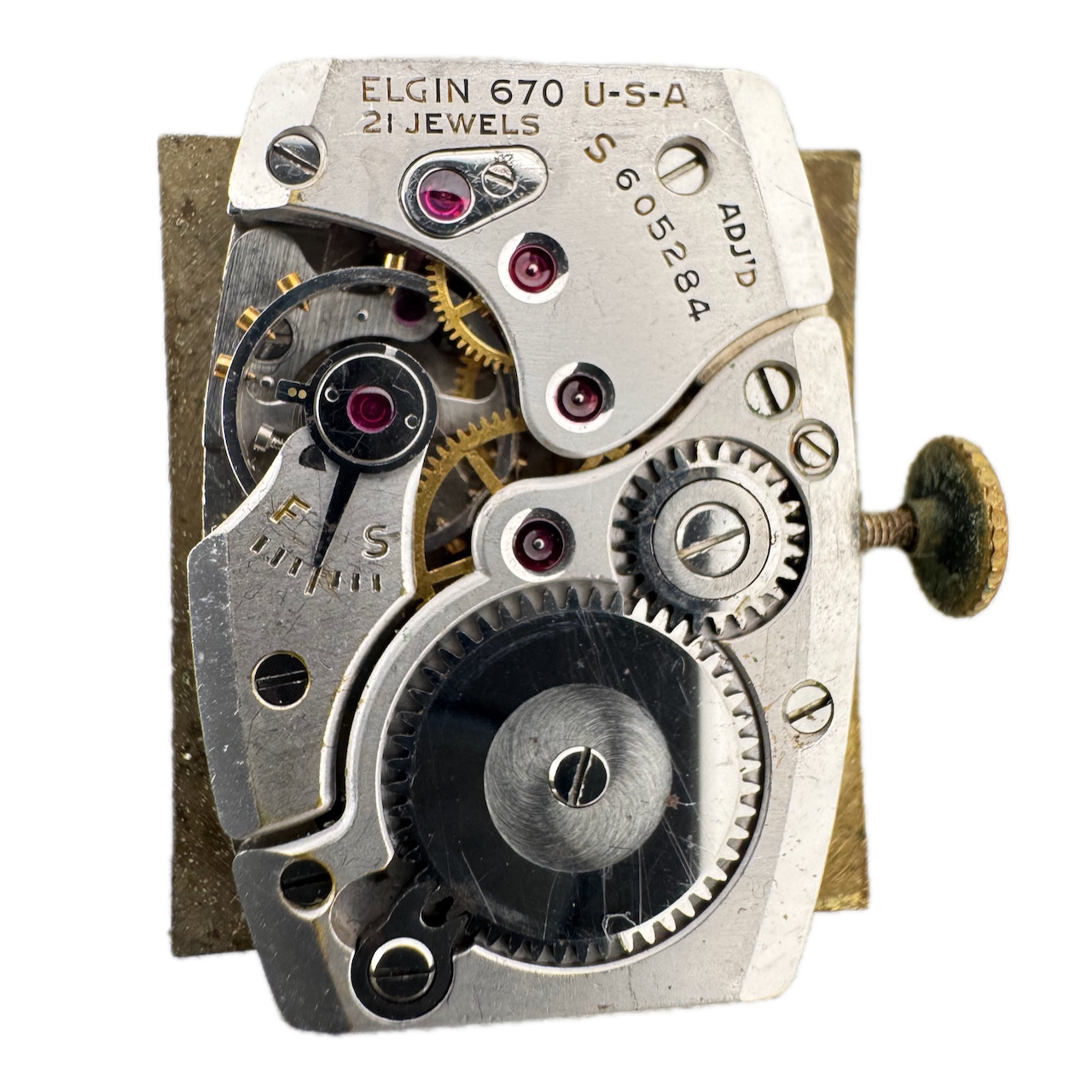 Vintage 19.5mm Lord Elgin 21 Jewel Mechanical Men’s Wristwatch Movement 670 USA