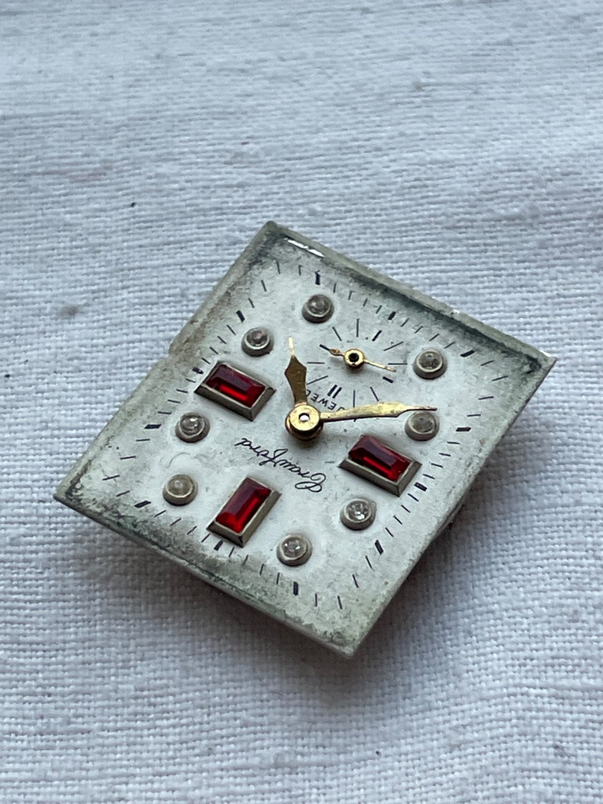 Crawford art-deco ruby dial – movement for mens watch AS IS