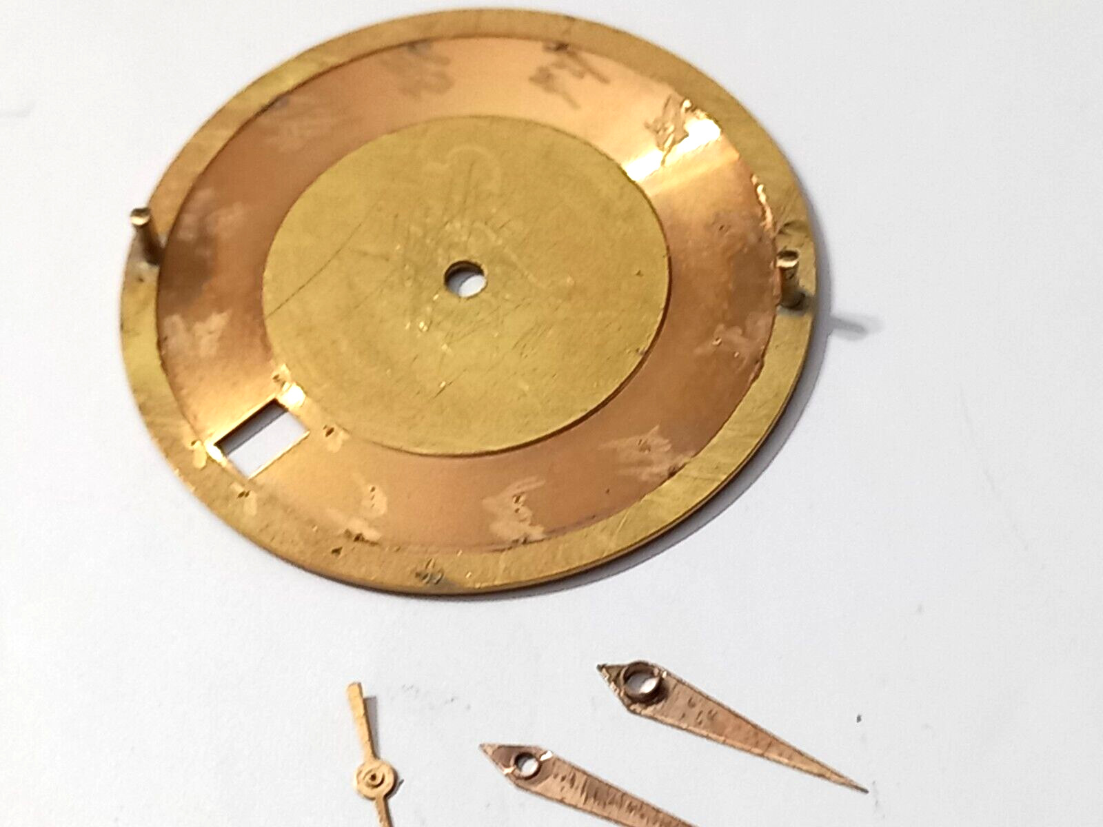 18K Movado Mirror Dial & Hands For Bumper Mvt Cal 222 / 224 / 224A Size: 26.8 mm