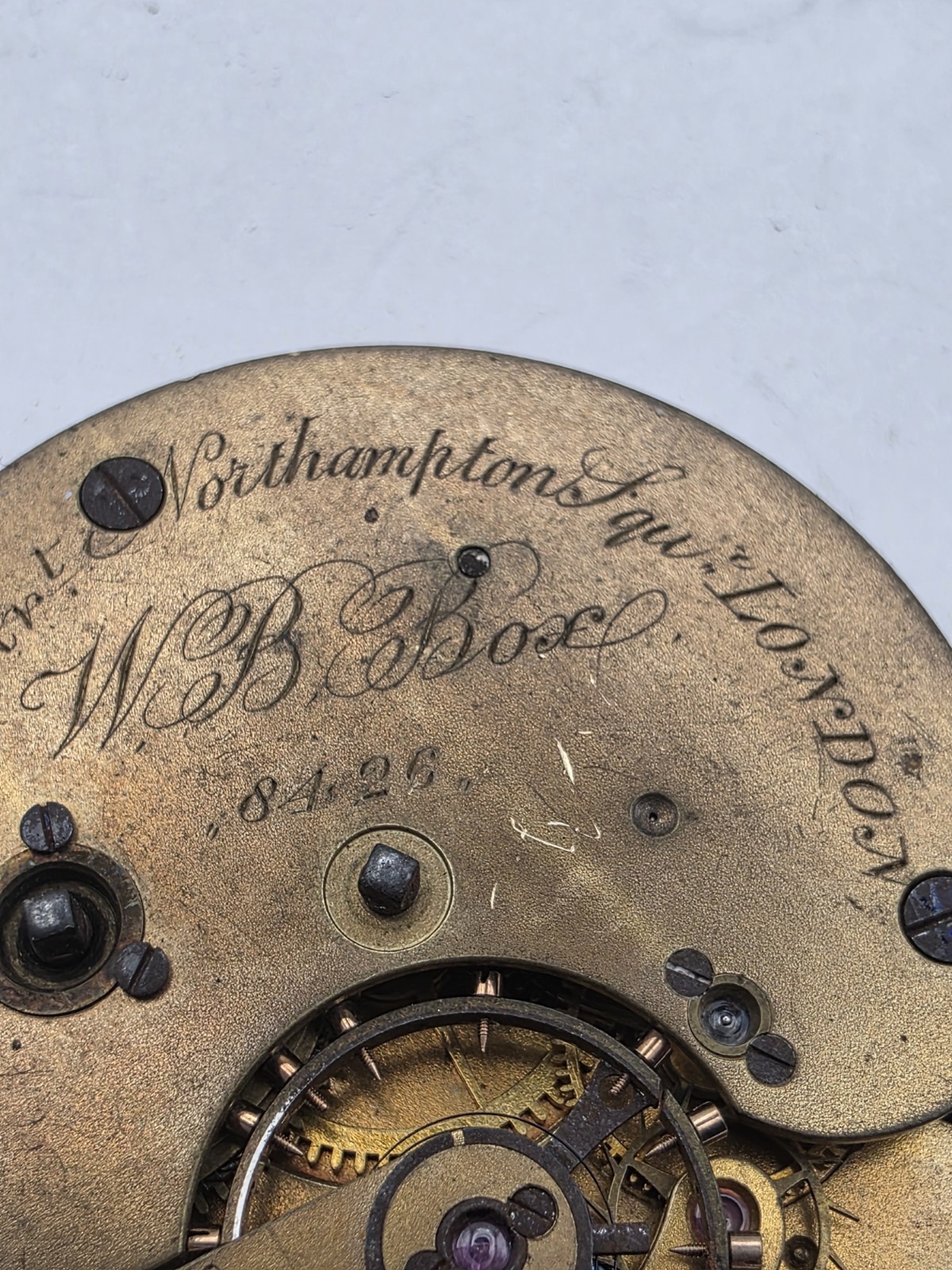 W.B. Box London Northampton Antique Size 12 Pocket Watch Movement 8426 Lot 418