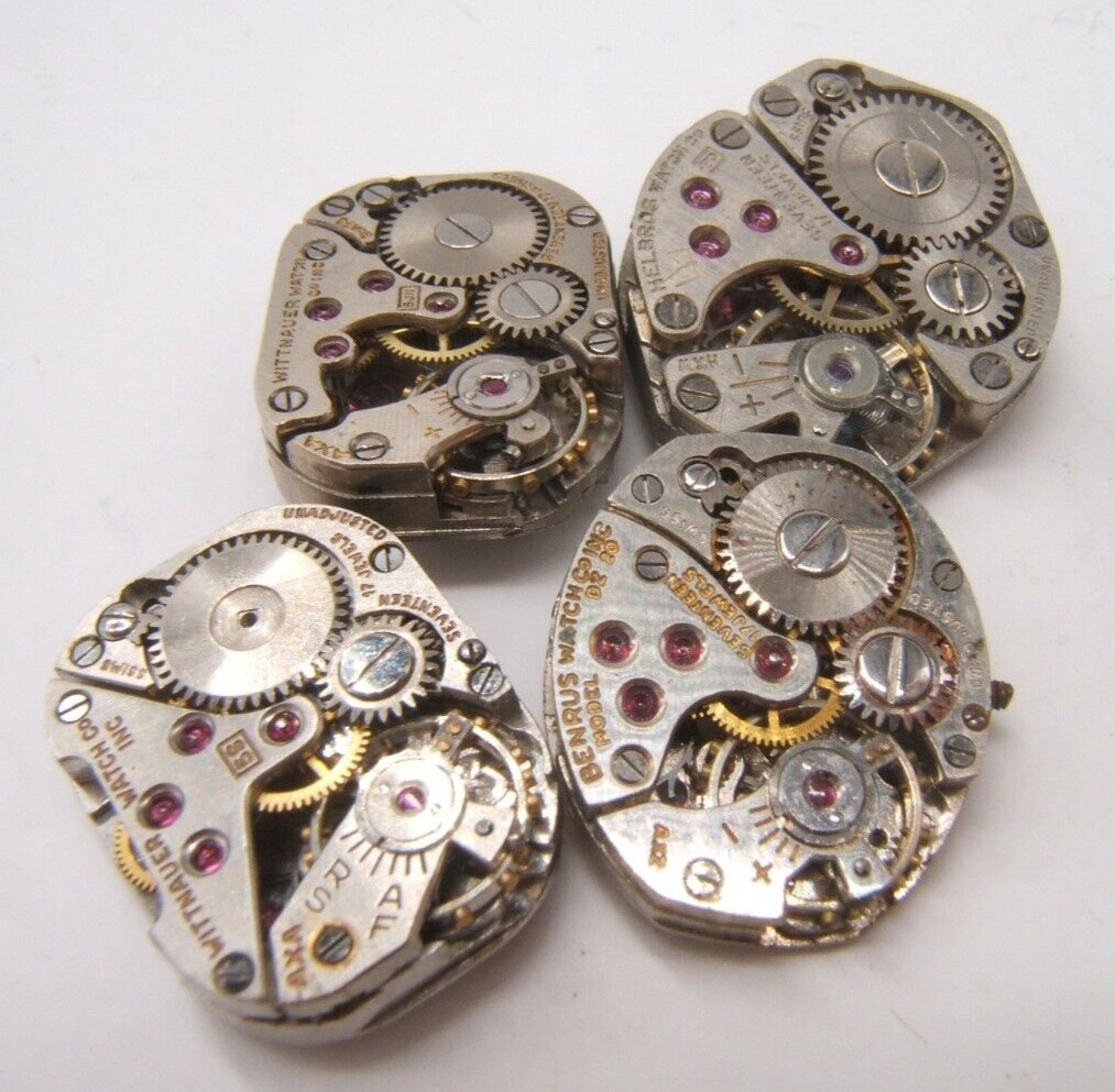 13 SMALL WOMEN’S WATCH MOVEMENTS PARTS REPAIR MECHANICAL WIND UP (LOT HI)