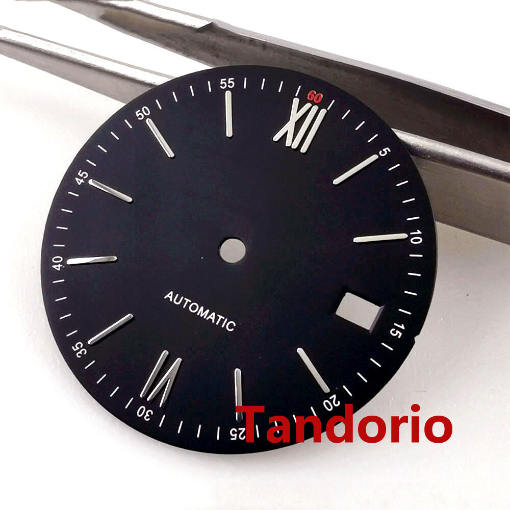 31mm Bliger Silver Blue Black Dial Hands Fit NH35A NH36A Movement Date Window