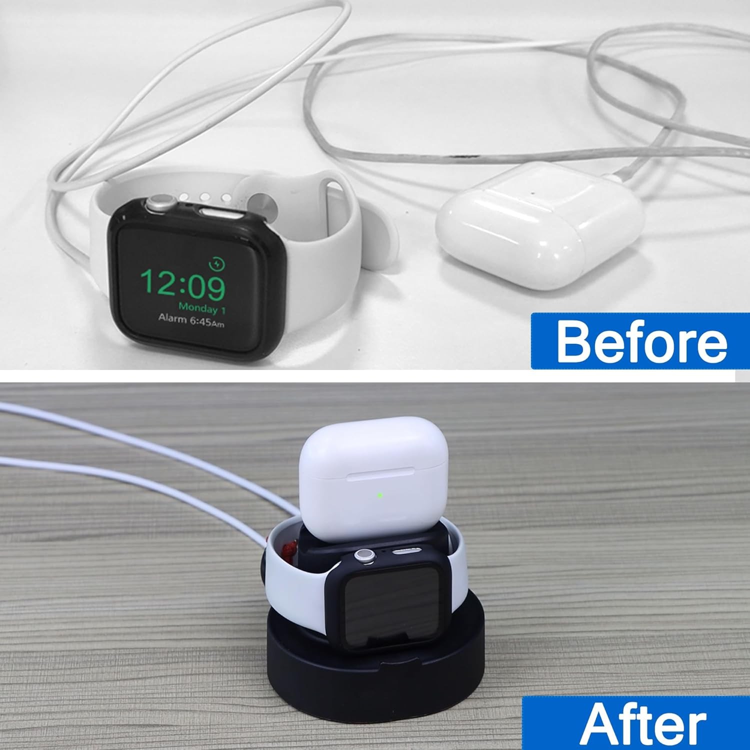 SOKUSIN Apple Watch & AirPods Stand – Compatible with All Series, ABS, Black