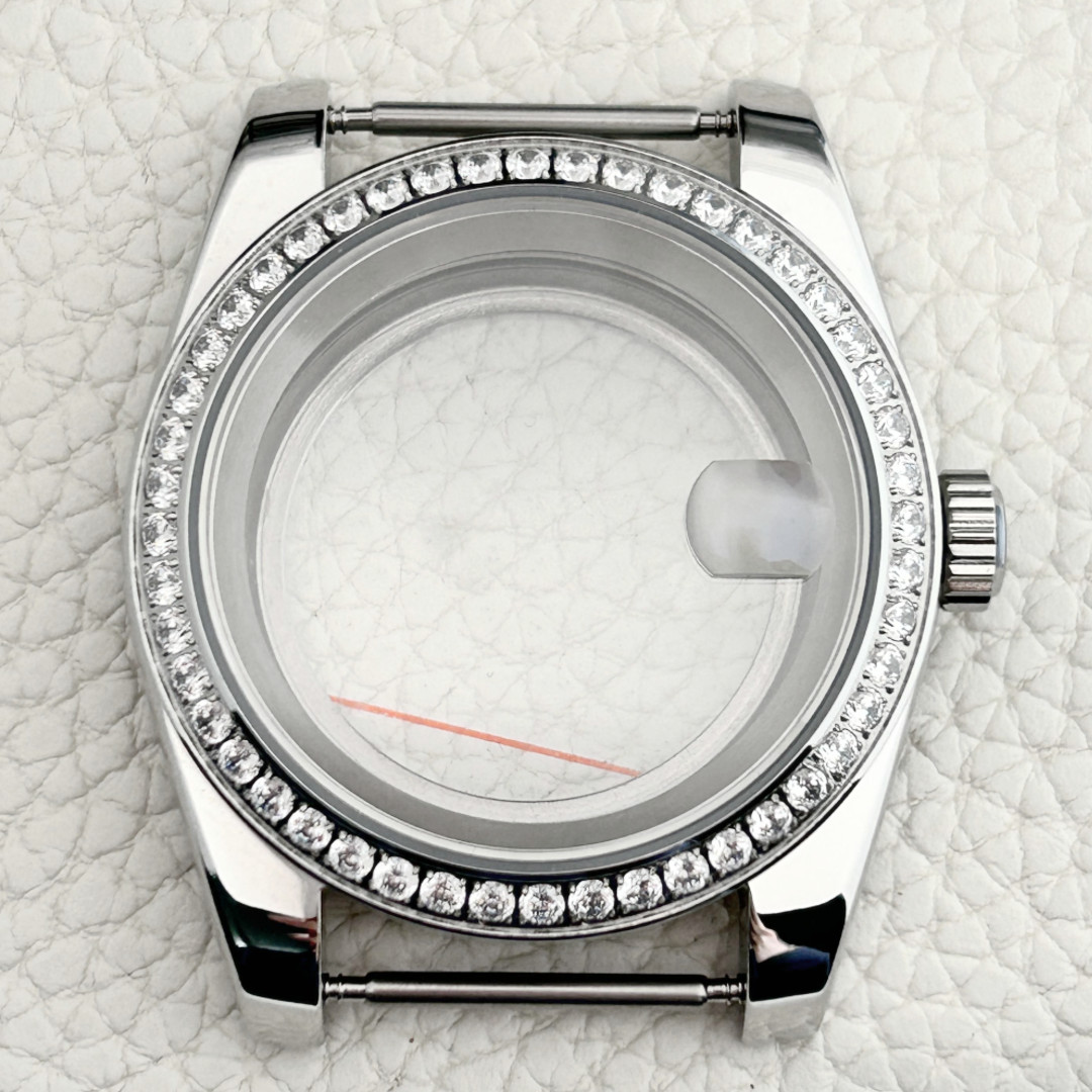 stainless steel Diamond Bezel Watch Case nh35 Sapphire Glass For NH35 nh36 Mod