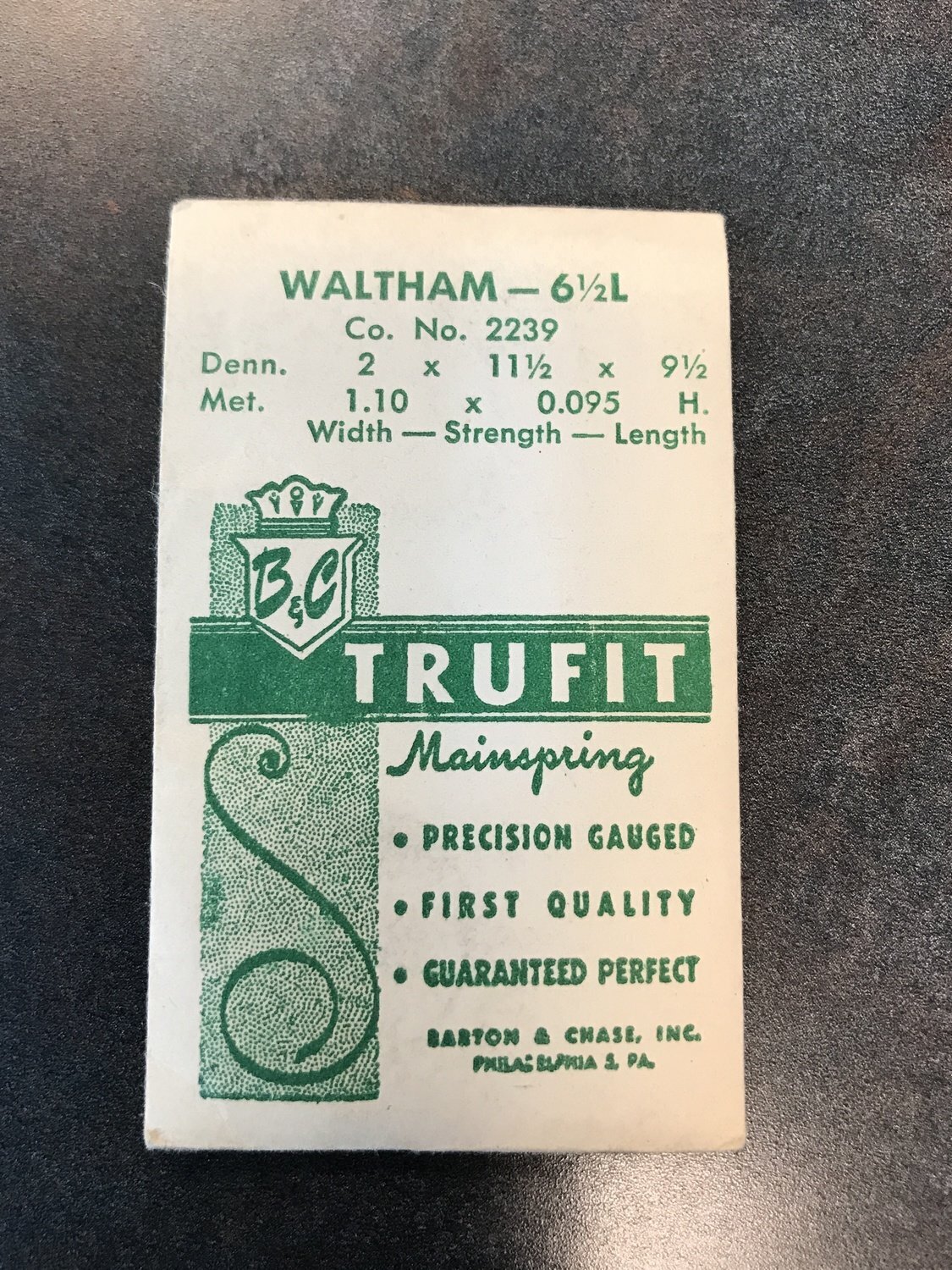 Trufit Mainspring – Waltham 2239 for 6½ Ligne Model 650 – Steel