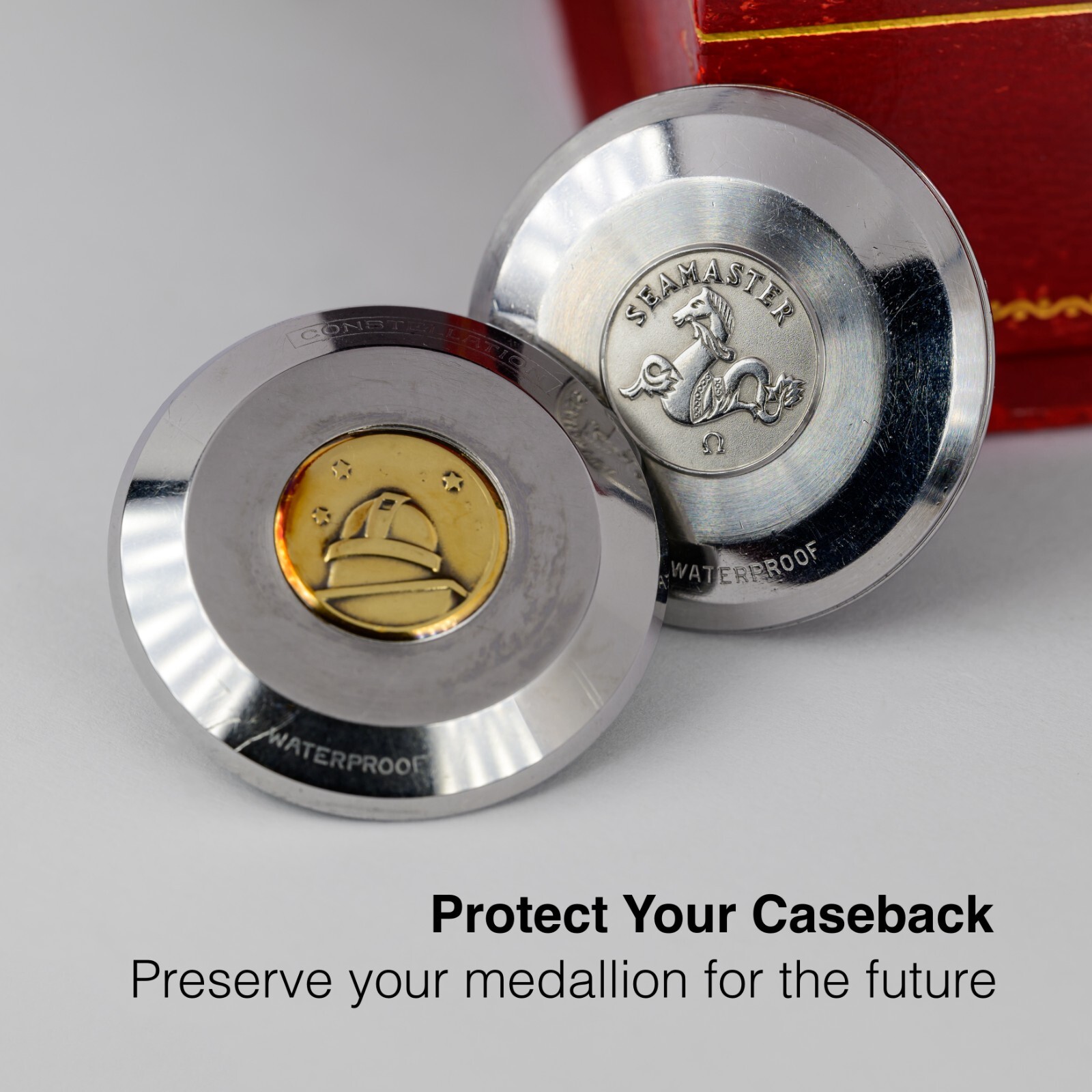 Snap-Back Sapphire Exhibition Caseback for 1950s Seamasters and Constellations