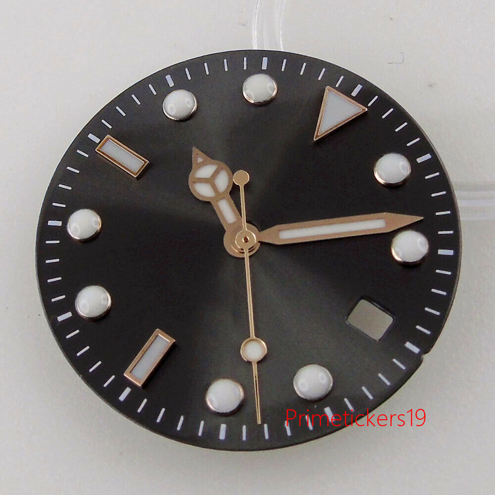 29mm Grey Watch Dial Blue Luminous Rose Gold Edge Fit NH35 NH36 Miyota82 ETA2824