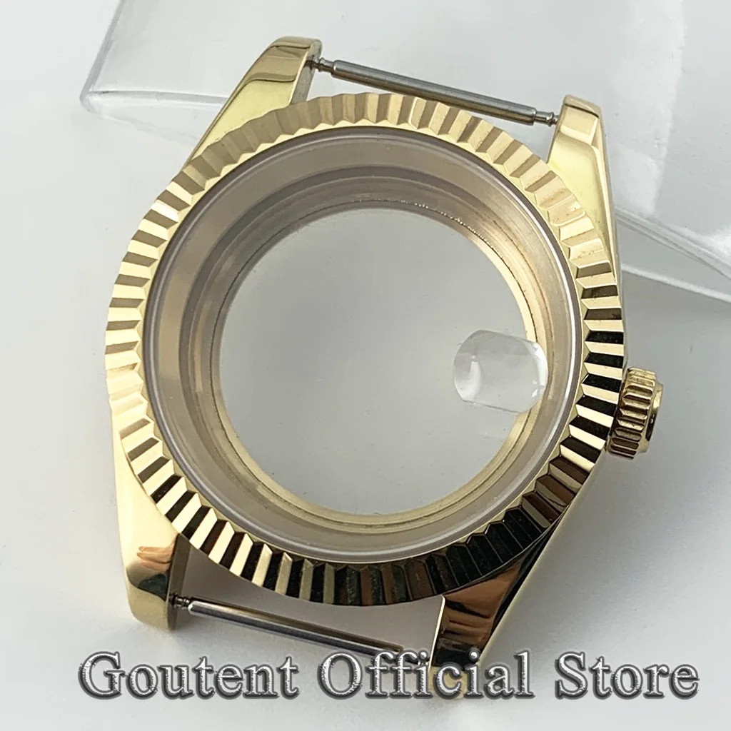 Men’S Gold Sapphire Glass Watch Case 36Mm 39Mm Fit PT5000 NH34 NH35 NH36 ETA 282