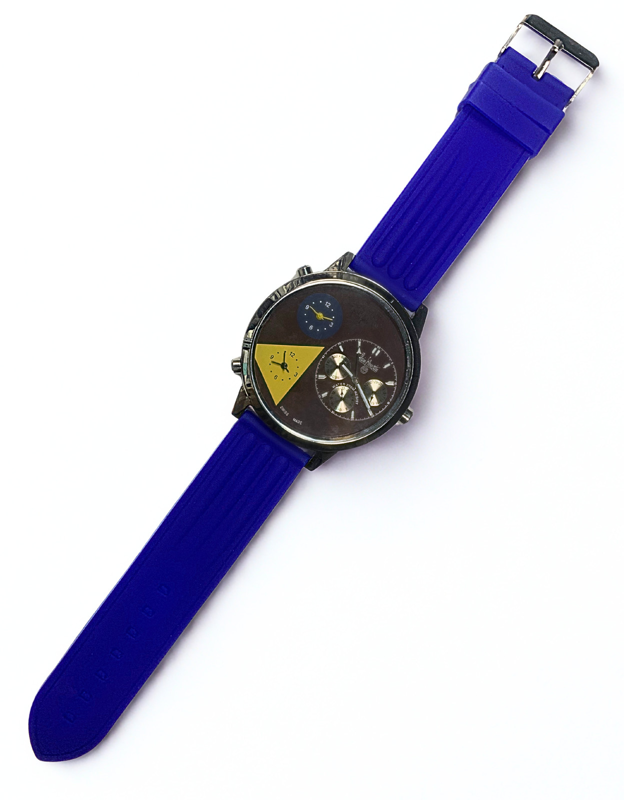 KB Geometric Art Sports Watch – Red | Blue Strap | Modern Art Dial | Unisex