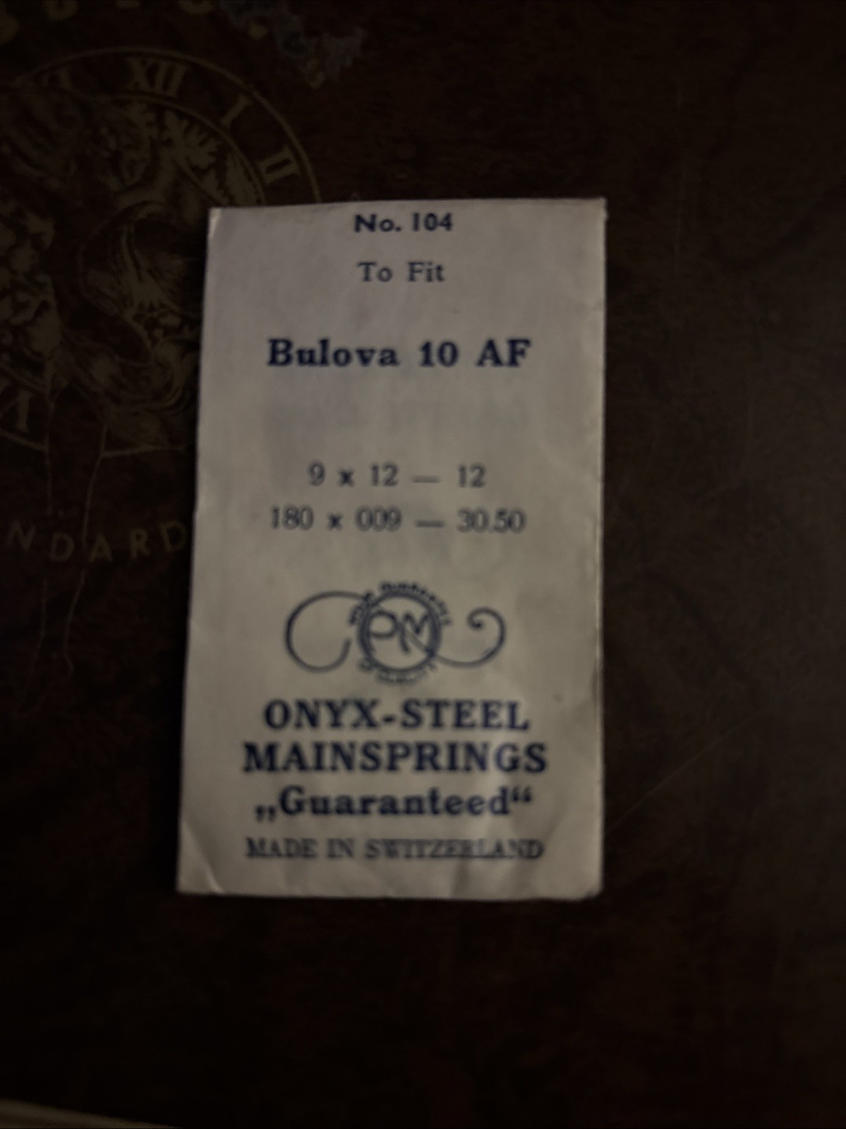 Onyx Steel Main Spring No 104 Bulova 10 AF