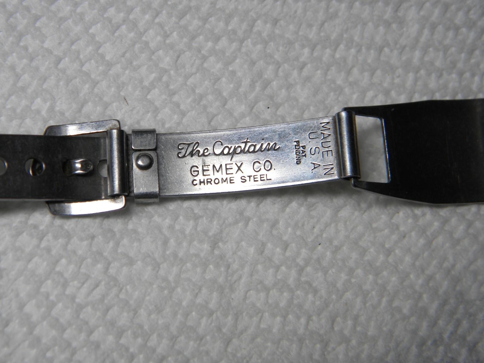The Captain by Gemex Co Chrome Steel USA Made Watch Band Approx 15.5MM Lug Width