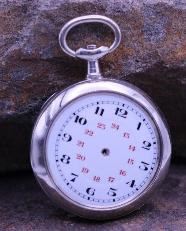 ARGENTAN LADIES SWISS POCKET WATCH CASE & DIAL 30mm DIAMETER NOS (EQ)