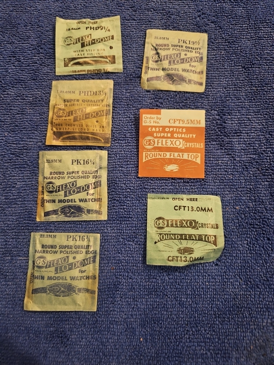 GS Flexo Watch Crystals Lot 7 NOS Hi Dome Lo Dome Flat Top Assorted Sternkreuz
