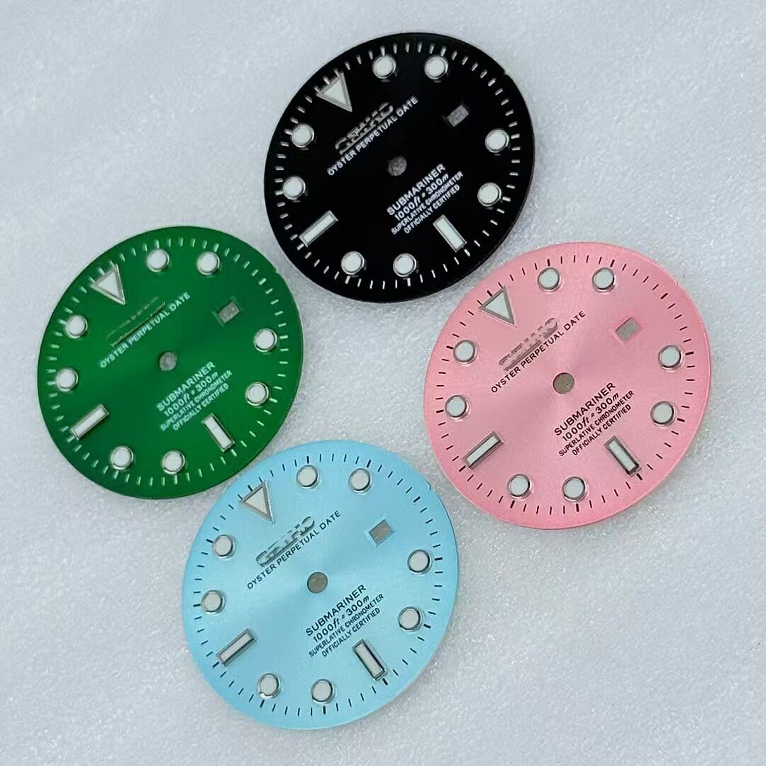 24.5mm SUB Women’s Watch Dial Green Luminous for NH05 Movement Watch Parts