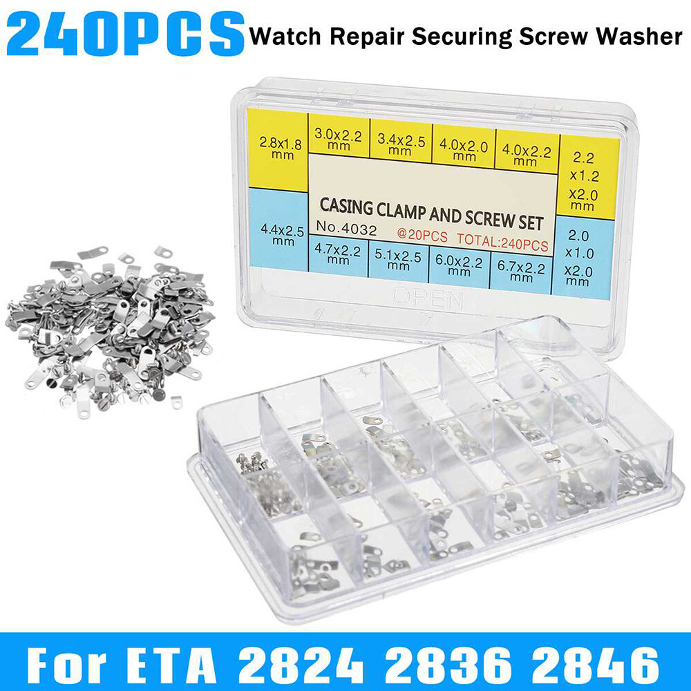240Pcs Watch Casing Clamp Movement Adapter Securing Screw Washer Repair EL