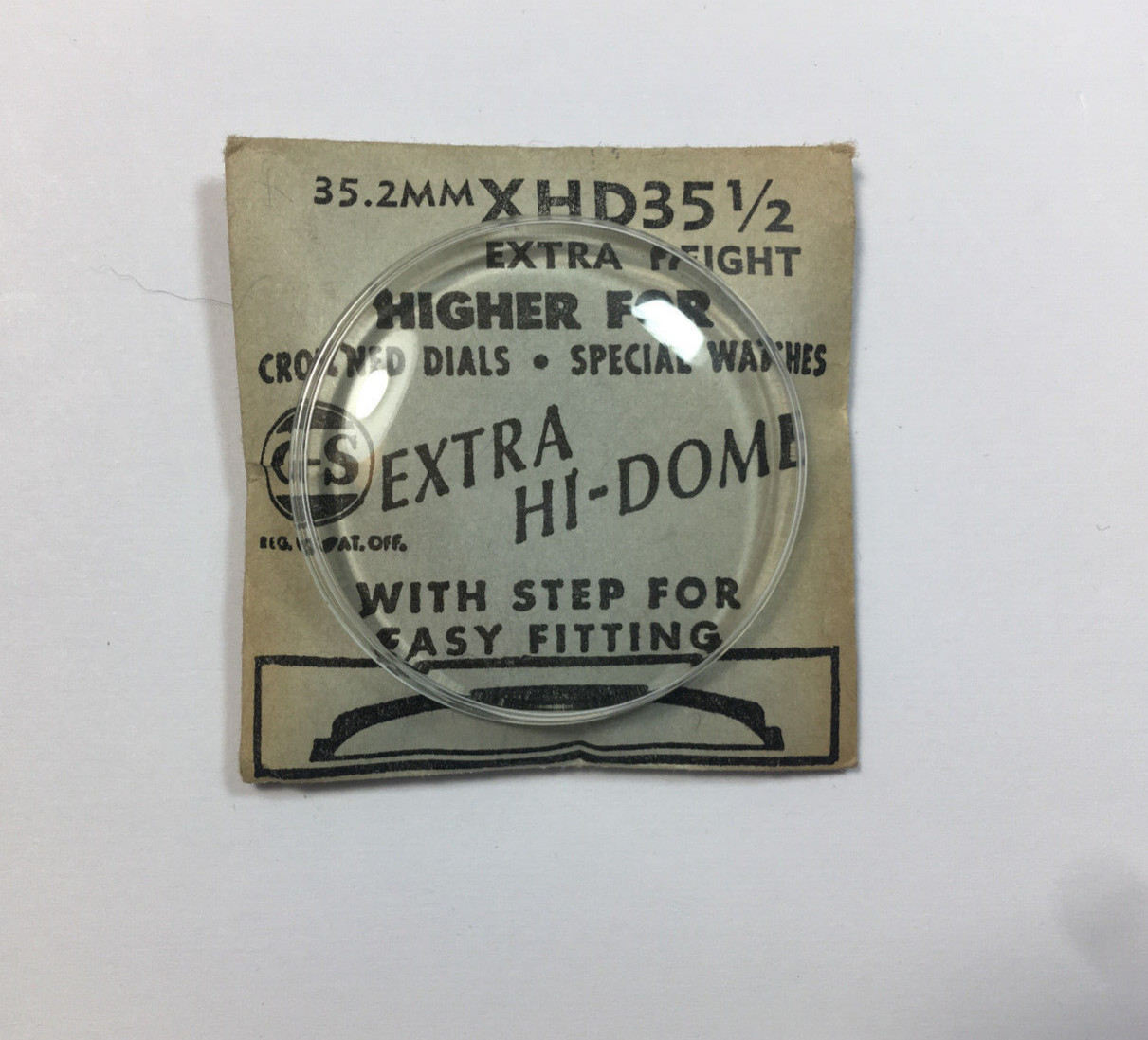 XHD 35 1/2 EXTRA HIGH DOME ROUND PLASTIC WATCH CRYSTAL 35.2mm