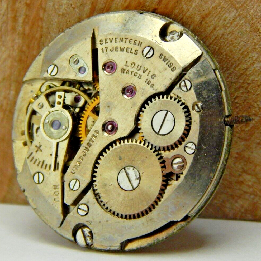 Vintage Louvic watch inc. 17 jewel men’s wrist watch movement with stem swiss