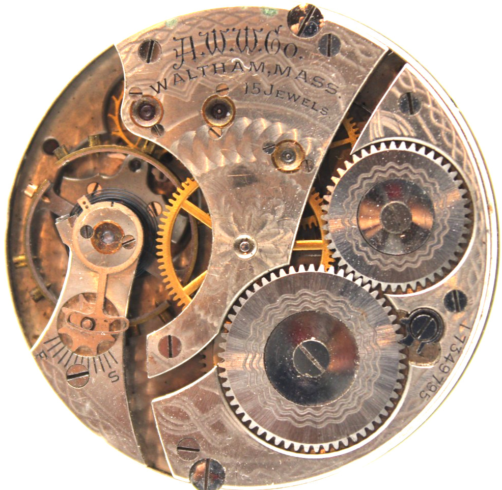 1908 WALTHAM POCKET WATCH MOVEMENT 17349795 GRADE: 620 16s 15j (KI2)