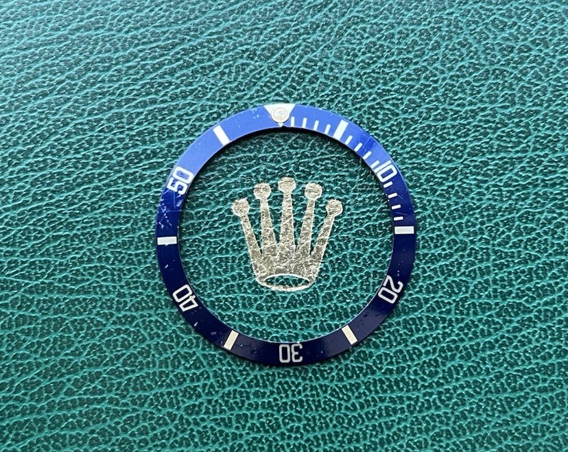 Genuine Rolex Submariner 16803 16613 16808 Flat 4 Blue Silver Bezel Insert #1533