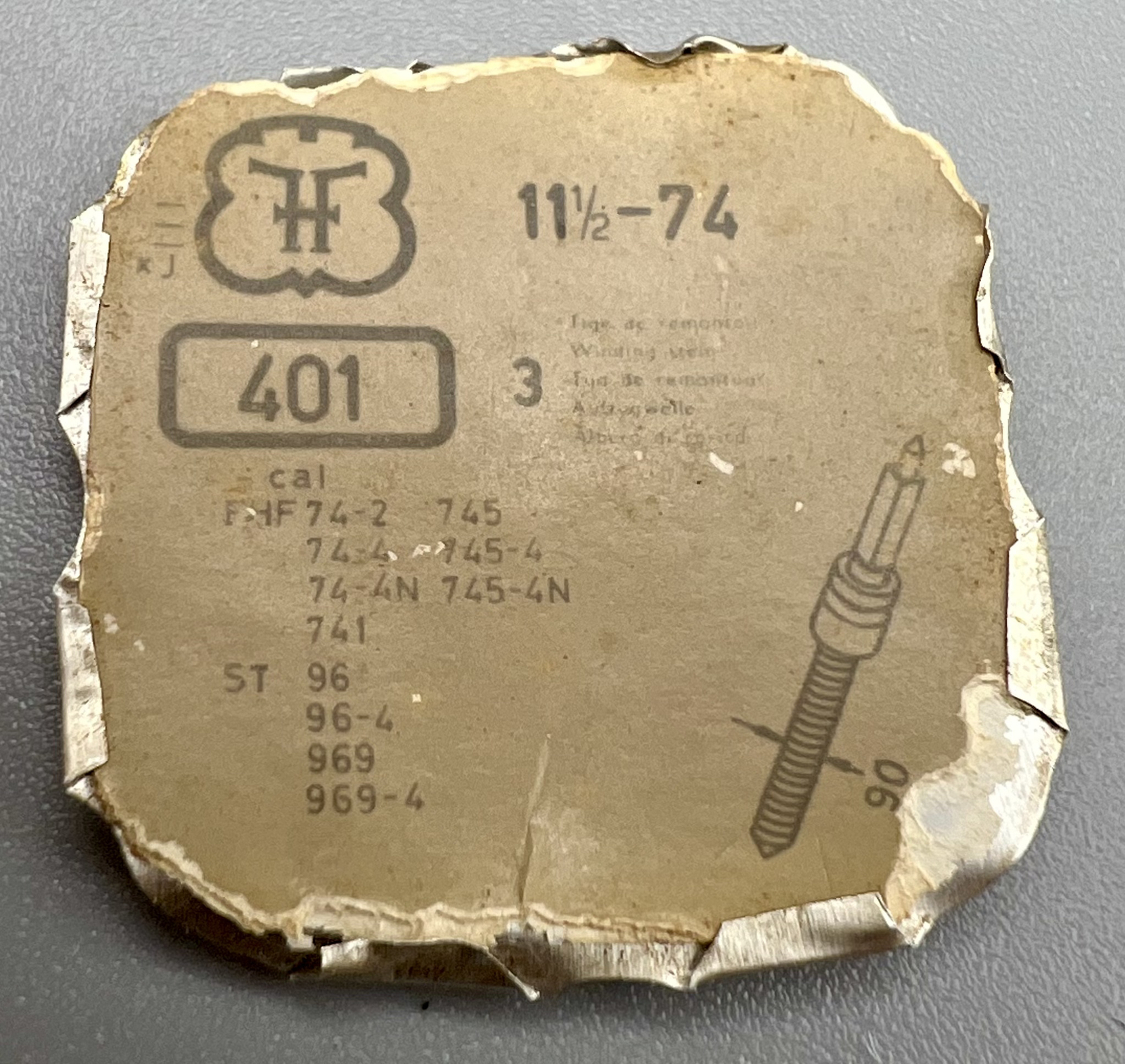 FHF FONT #74-2 BALANCE STAFF #401 SWISS rare POCKET WATCH REPAIR PARTS NOS #G27