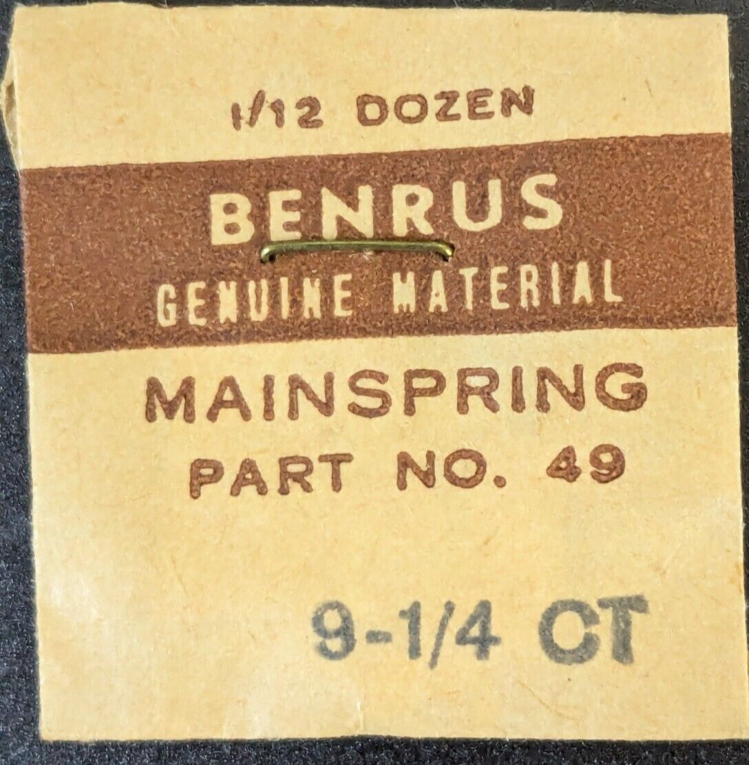 NOS NEW Genuine Benrus Watch 9-1/4 CT – Mainspring Part# 49 / 770