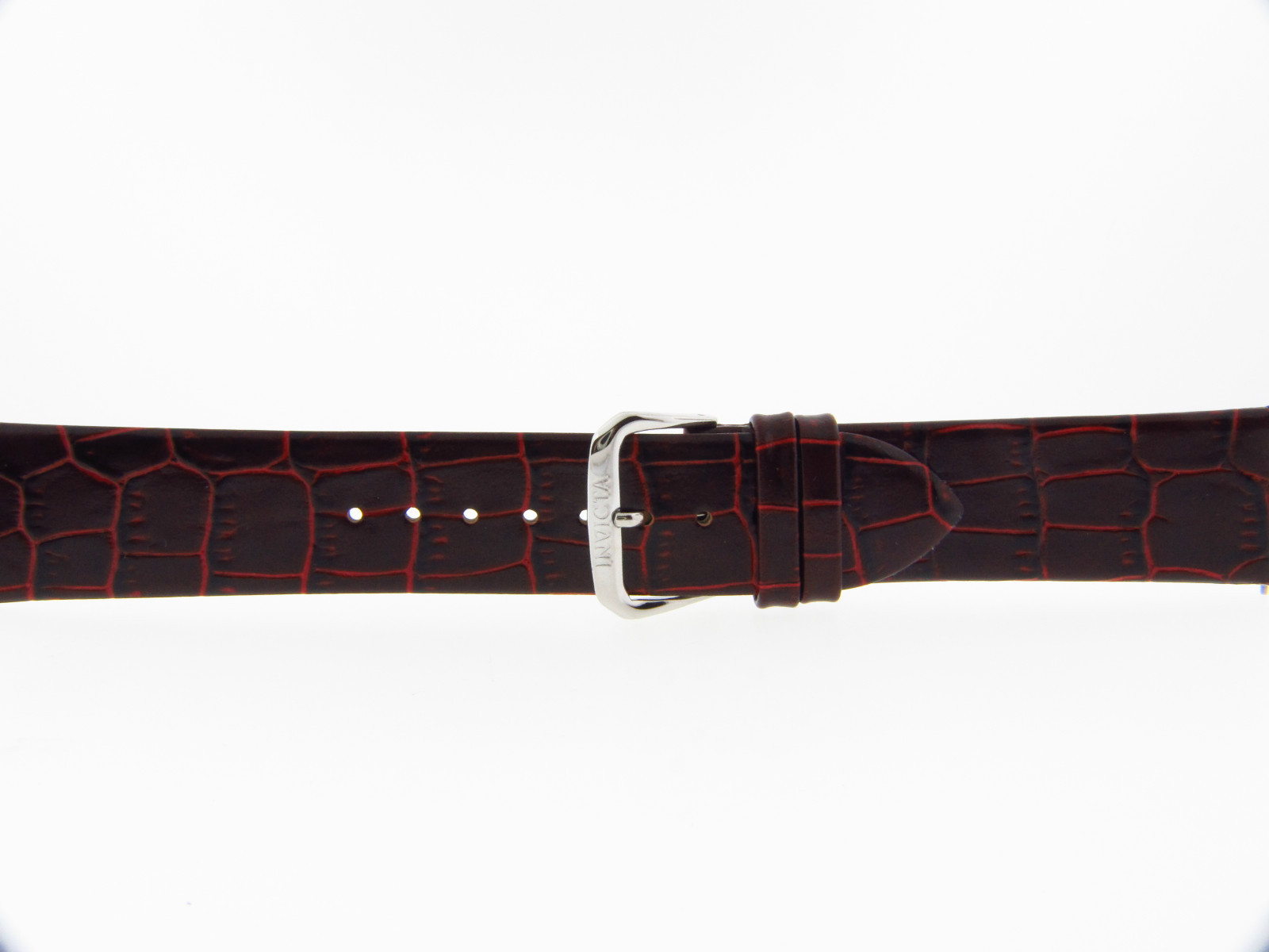 Invicta 22mm Genuine Brown/Burgundy Leather with Silver Buckle Watch Band Strap
