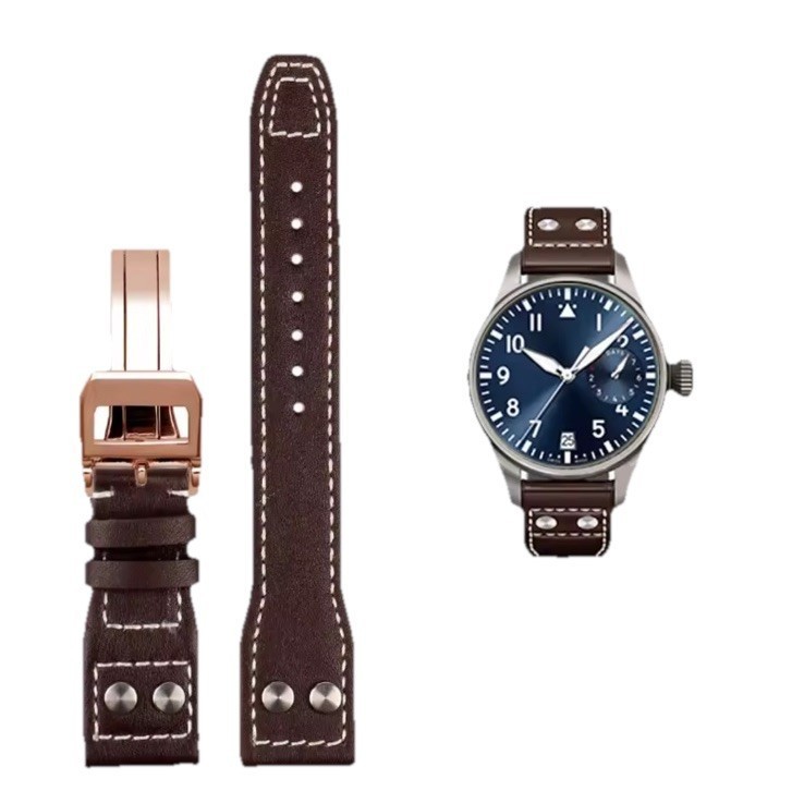 Genuine Leather Watch Strap 20mm 22mm For Big Pilot Portugieser With Buckle