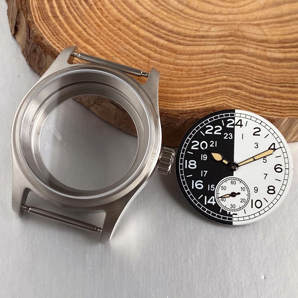 Black White Watch Dial Hand Set 36mm Bronze/Steel Watch Case For Sea-gull ST1701