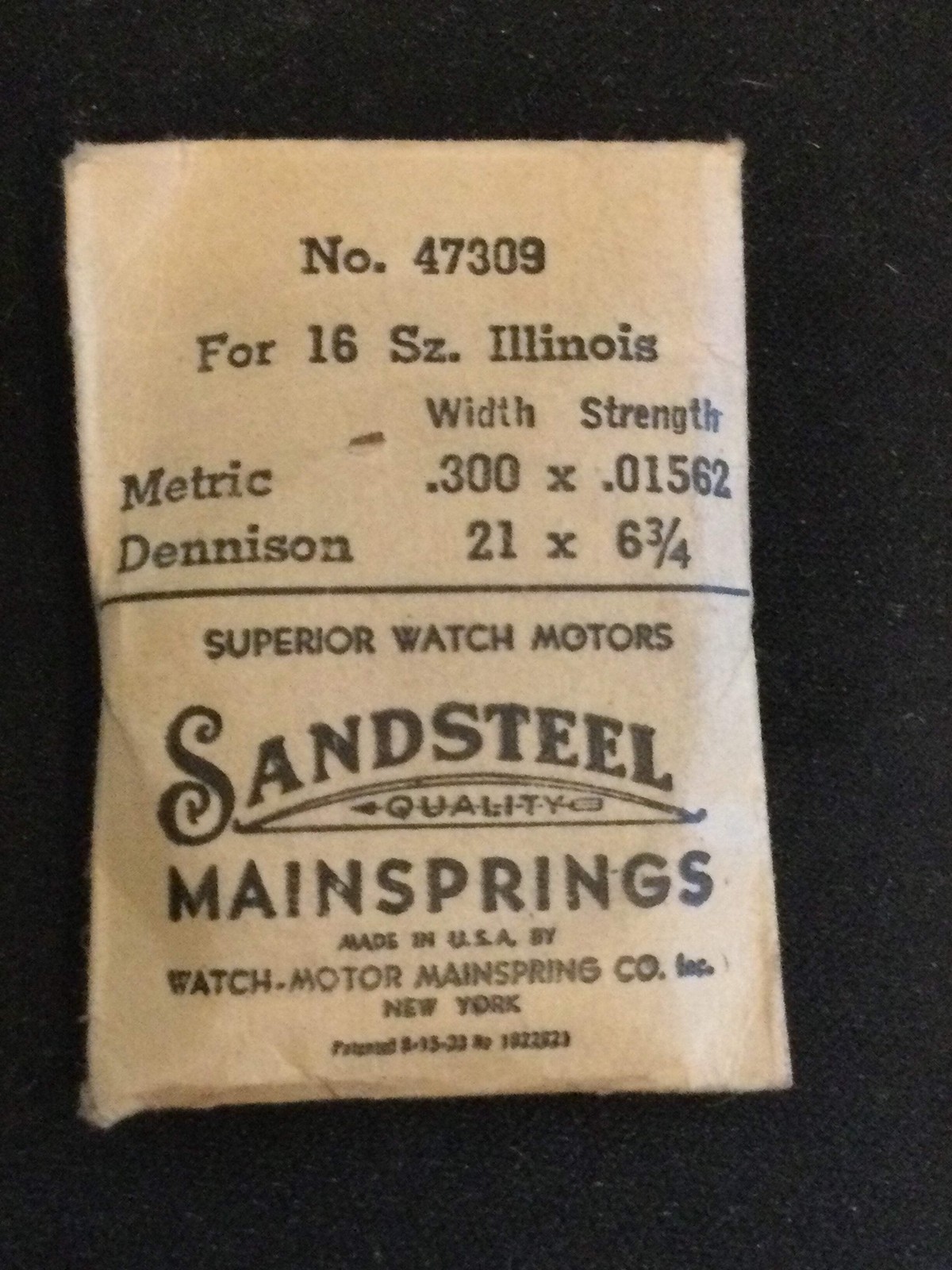 Sandsteel Mainspring for Illinois 16s 60hr RR No. 47309 – Steel