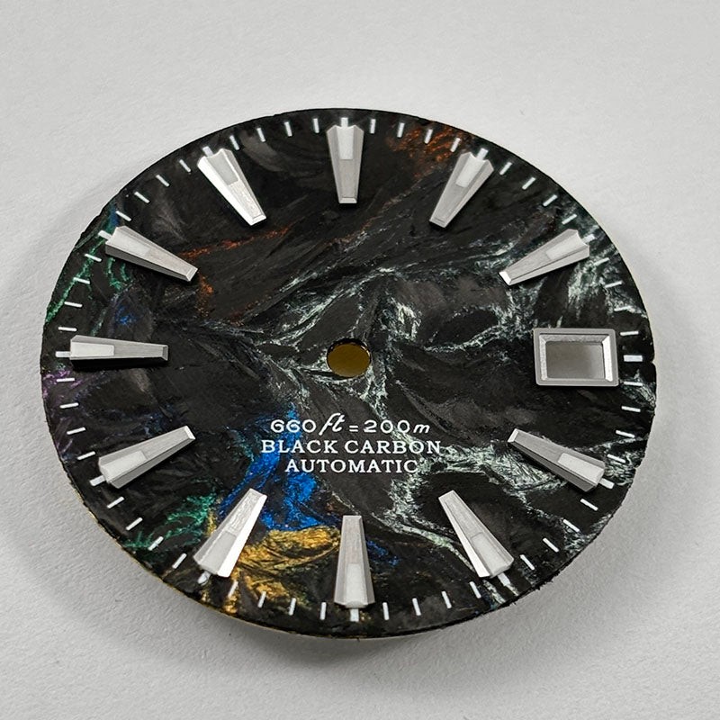 Lava Carbon Fiber Dial 28.5mm Dial BGW9 C3 Lume for NH35 Movement