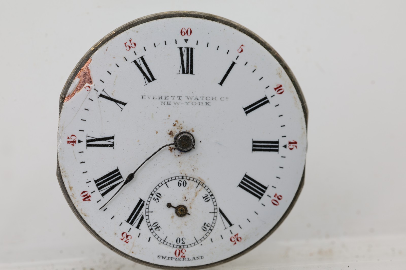 EVERETT WATCH CO. FACTORY S, SWISS 7j WATCH MOVEMENT 28.95mm FOR REPAIR (GN)
