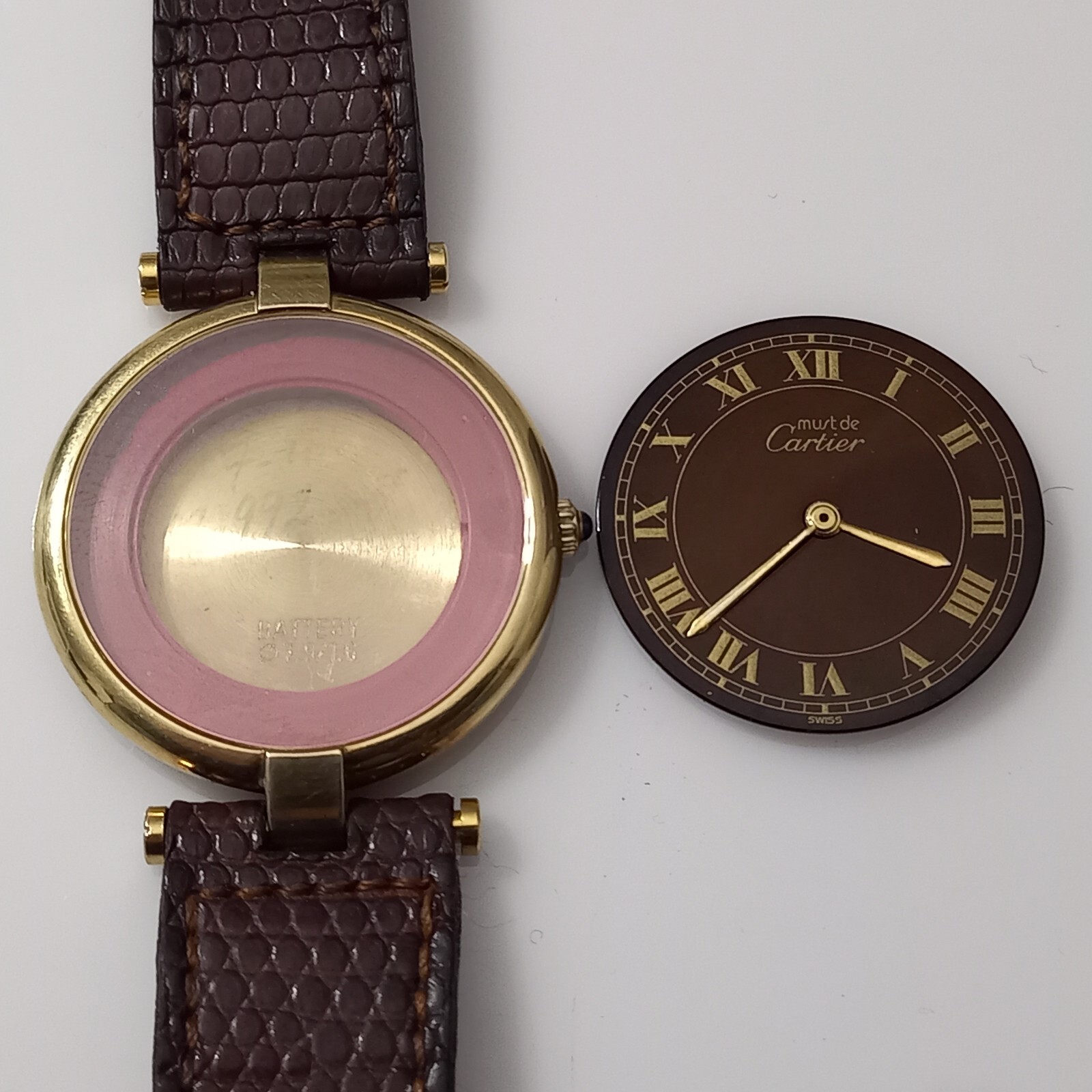 CARTIER MUST VENDOME VERMEIL RONDE QUARTZ 30MM WITH WOOD DIAL (Without Movement)