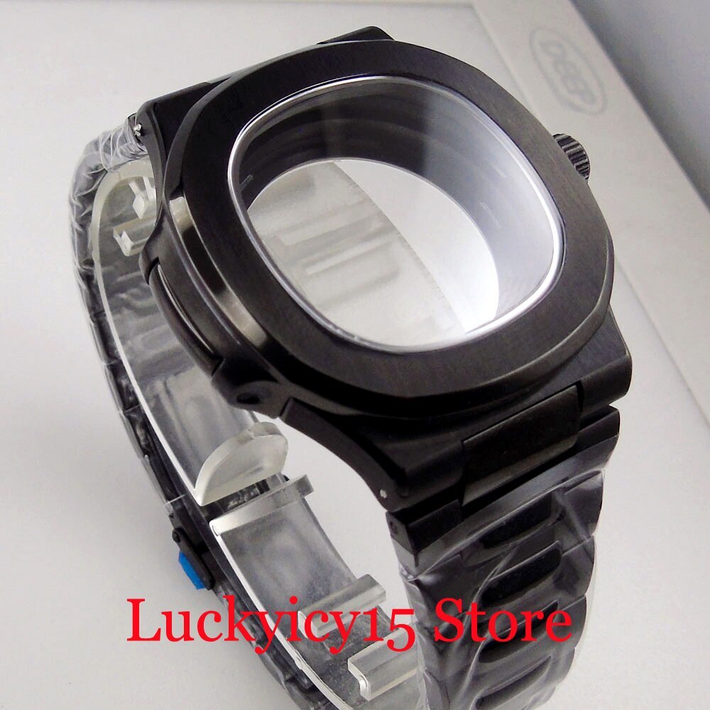 40MM Fit NH35A NH36A MIYOTA82-DG2813 ETA 2836 2824 Black PVD Square Watch Case