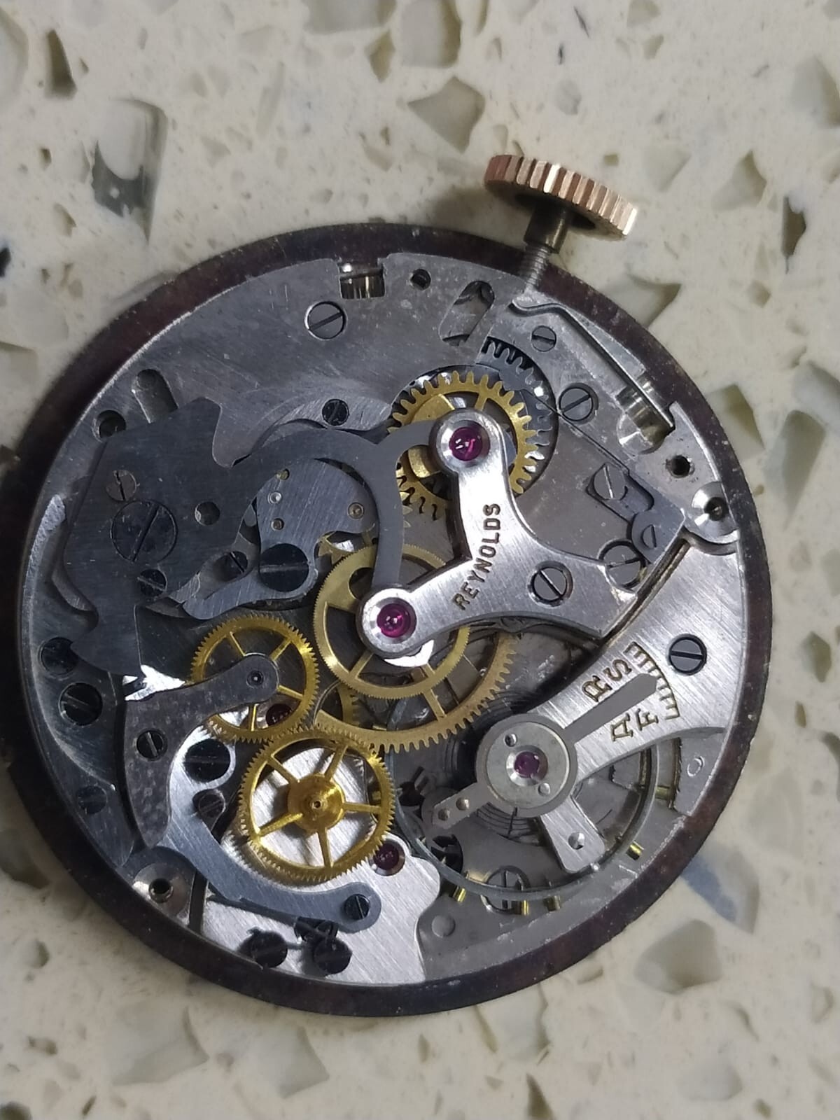 Reynold Swiss Chronograph watch movement, cal. Venus 188 similar to Valjoux 7730