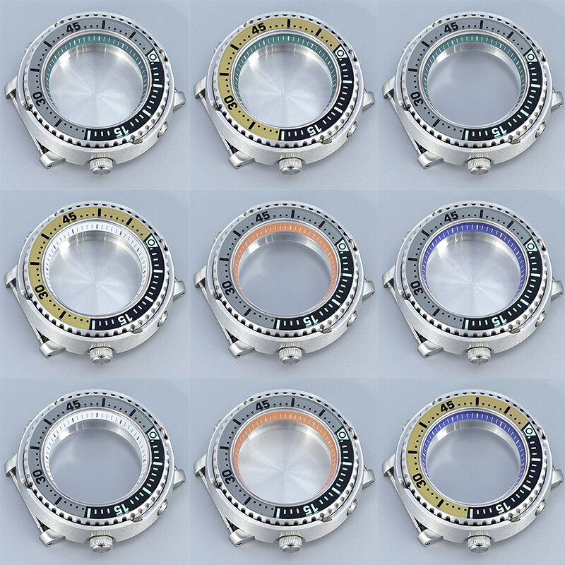 43.3mm Seiko Tuna Watch Case Parts Sapphire Glass For Seiko Nh35 Nh36/38Movement