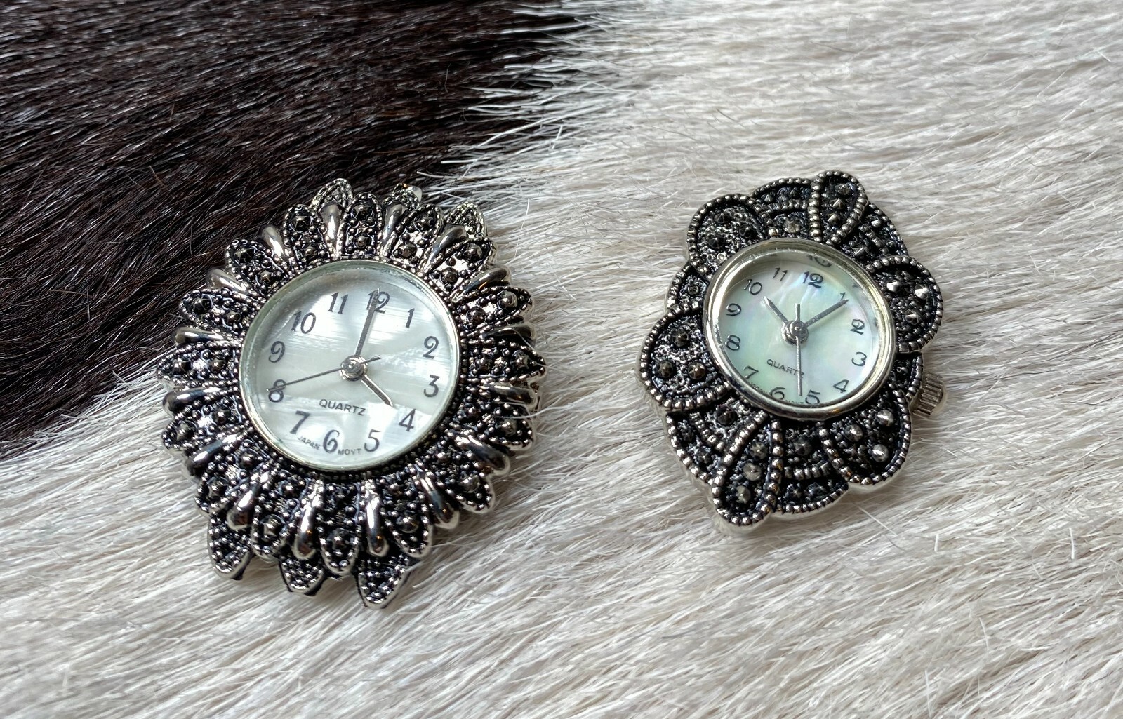 Watch Face DIY Marcasite Black DIY Craft Jewelry 2 pcs DIY Jewelry Making MOP