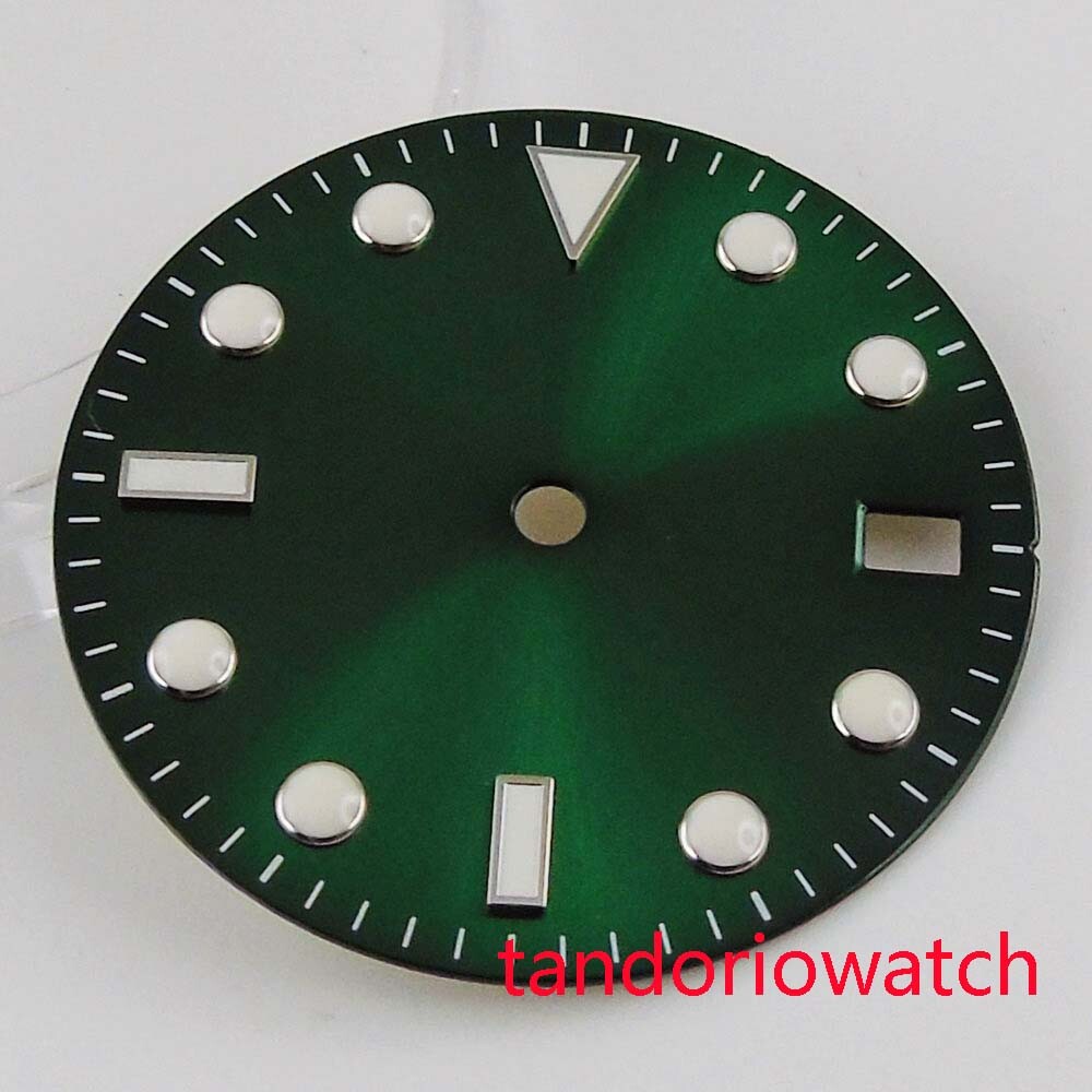 28.5mm balck/blue/grey watch dial with date window fit NH35 automatic movement