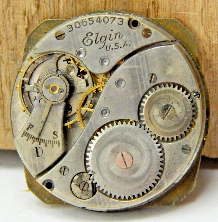 Vintage Elgin 1928 Grade 430 model 1 7 jewel 6/0s watch movement dial & hand