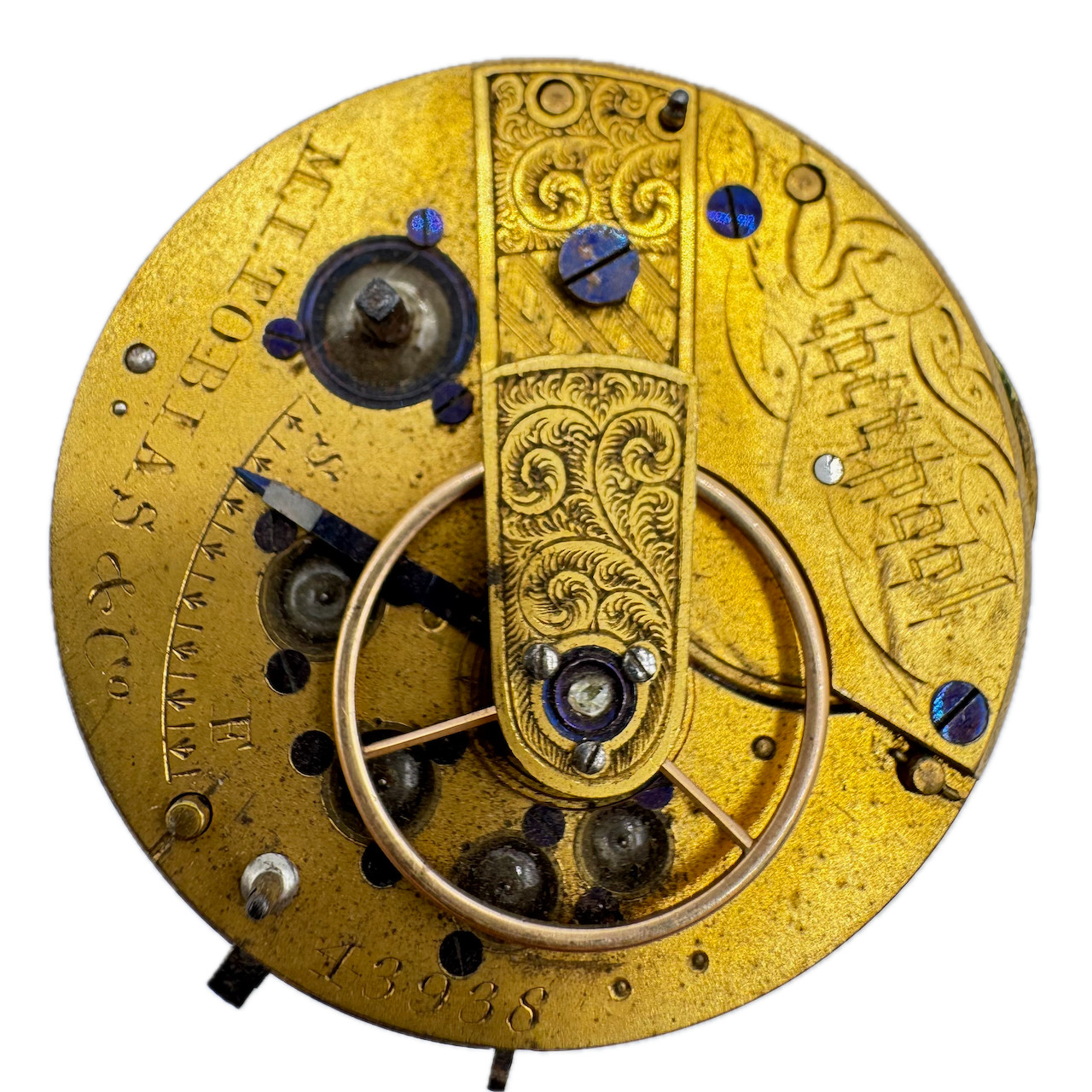 Antique M.I Tobias Liverpool Key Wind Fusee Pocket Watch Movement for Parts