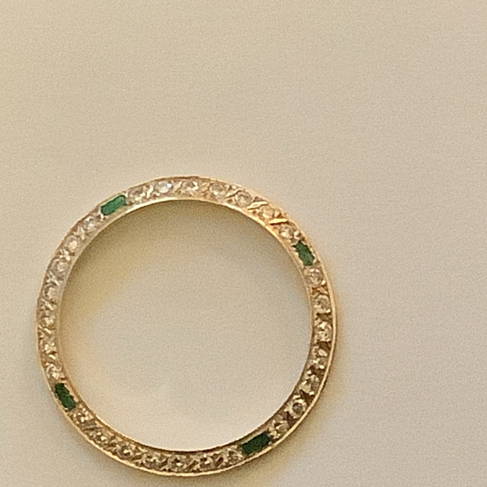 LADIES .70CT NATURAL DIAMOND BEZEL WITH EMERALDS IN 18KY FOR ROLEX 26MM DATEJUST