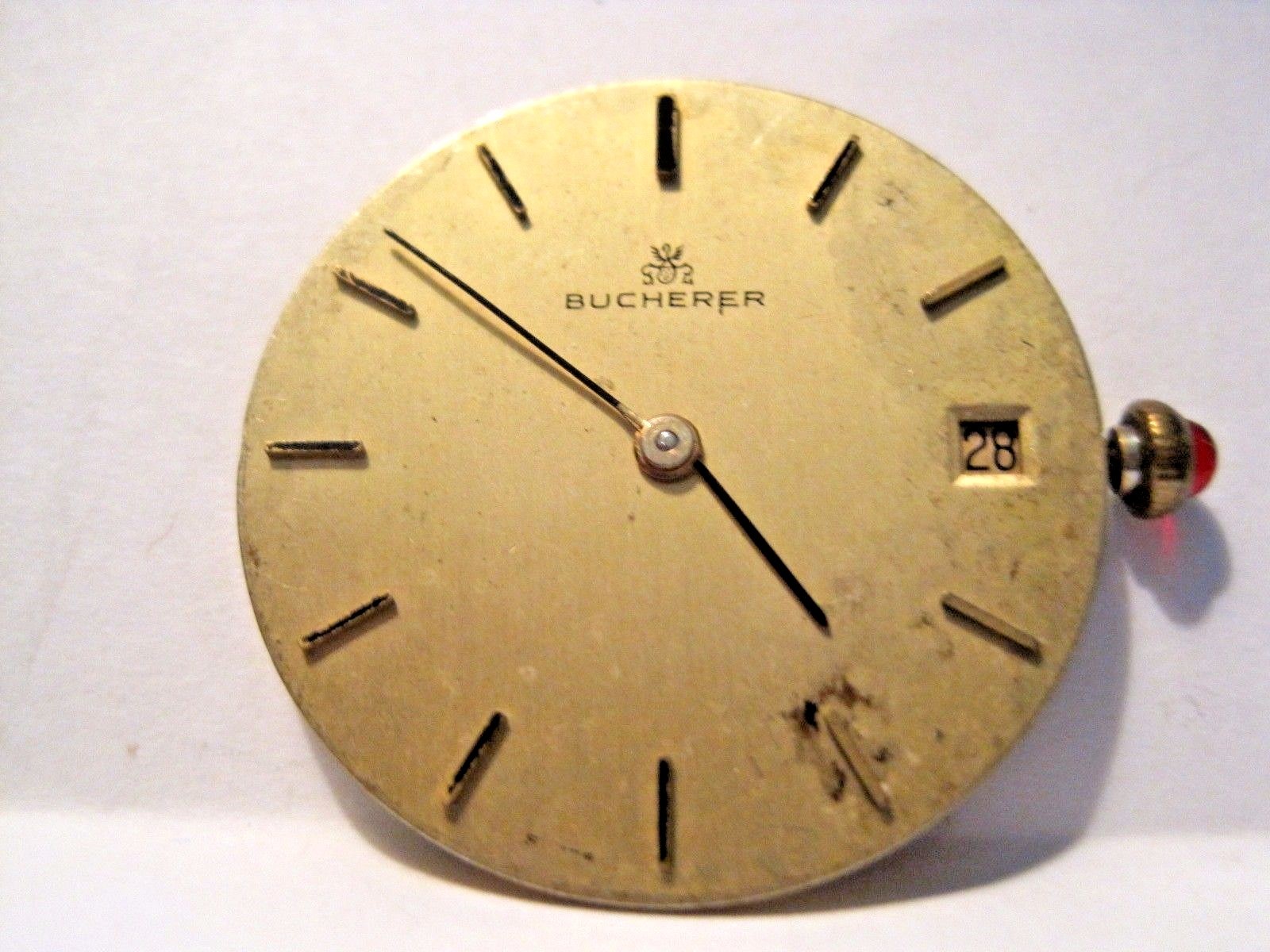 Antique Gents Bucherer Date Watch Movement 26 mm # Milus