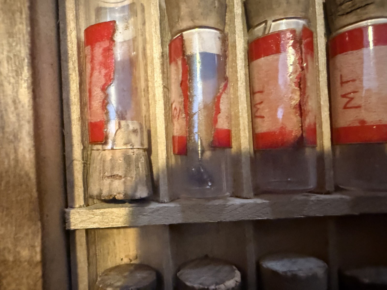 Vintage LOT Best Fit Watch Parts Crowns Stems Screws w/ Vials in Wood Drawer bar