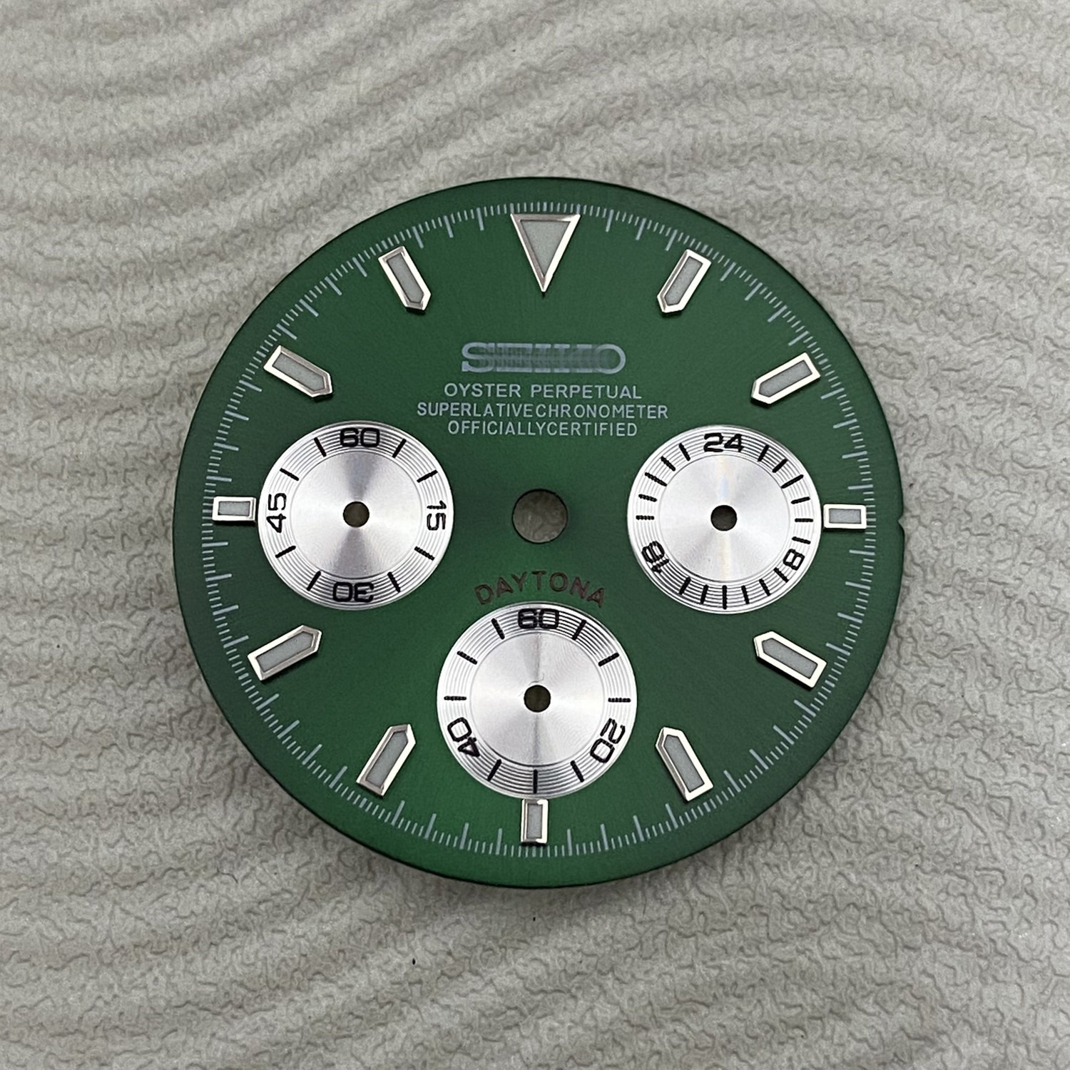 29.5mm Enamel Multi-functional Watch Dial Green Lume for Vk63 Movement Parts