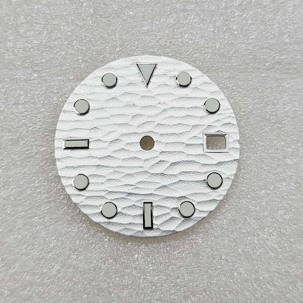 New 28.5MM Sea Waves Luminous Metallic Watch Dial Date for NH35/36