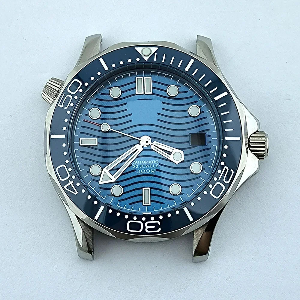 Stainless Steel Strap for Seamaster 300 NH35 Case Dial Hands 41mm Silver Mod Kit