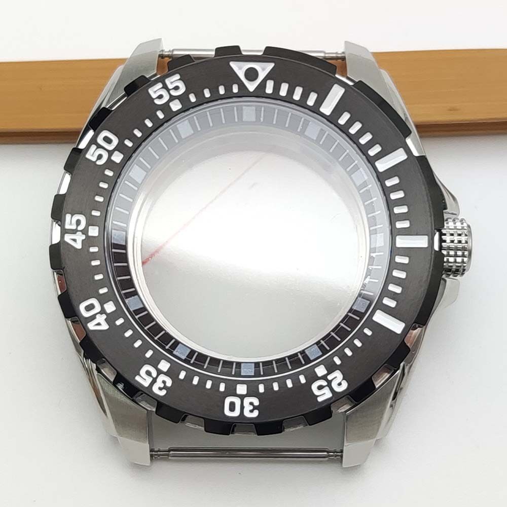 44mm Steel Watch Case Modify turtle Mod Sapphire Rotating For Seiko NH35A NH36